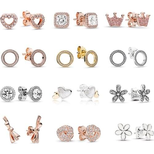Special Offer 29 Styles Infinity Stud Earring Clear CZ Fit Fine Earrings for Women Wedding Brand Jewelry Dropshipping