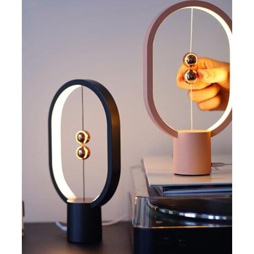 USB Rechargeable Mini HENGPRO Balance LED Table Lamp Ellipse Magnetic Mid-air Switch Eye-Care Night Light Touch Control