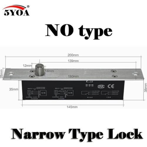 Narrow Door Electric Bolt Mortise Lock for Door Lock Access Control DC 12V Stainless Steel Fail Safe Secure NC NO Electronic
