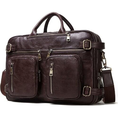 Vintage Mens Cow Leather Bag Office Bags For Men Totes Bag Mens Briefcase Messenger Bag Men Leather Briefcase Male Laptop Bags