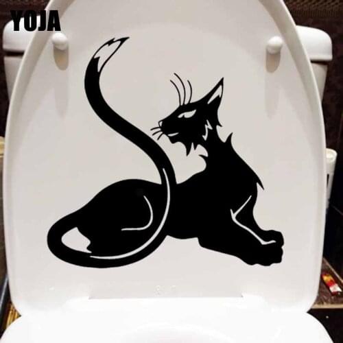 YOJA 24.8X24.4CM Sexy Cartoon Cat Bedroom Home Wall Decal Toilet Sticker Decor T5-0057