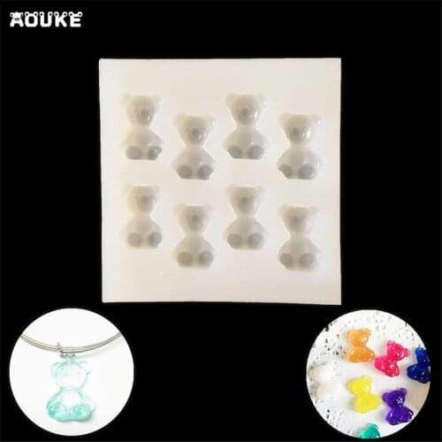 DIY Jewelry Decoration Tools 3D Lovely Doll Bear Brown Bear Sitting There Translucent Silicone Mould Pudding Ice Cube Cake Molds