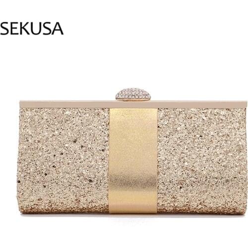 Womens Silver Evening Clutch Bag Sequin Mini Ladies Handbag Wedding Party Purse Shining Shoulder Messenger Bags