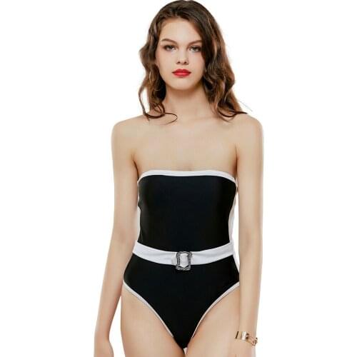 2020 Womens Swimsuit Fused Bikini One Piece Sexy Swimwear Monokini Summer Swimming Suit Swimsuits Black Bathing Suits with Belt