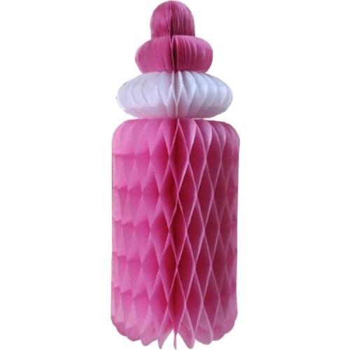 10pcs/lot Baby Shower Kids Birthday Party Decoration Baby Bottle Paper Pom Poms Flower Ball Baby Room Hanging Honeycomb ball