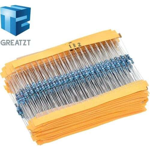 100pcs 1/4W 1R~22M 1% Metal film resistor 100R 220R 1K 1.5K 2.2K 4.7K 10K 22K 47K 100K 100 220 1K5 2K2 4K7 ohm resistance