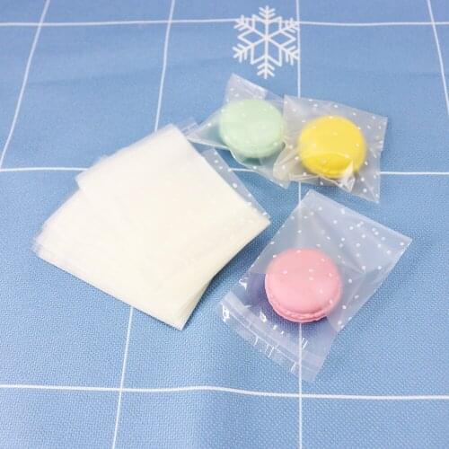 100pcs Plastic Transparent Cellophane Polka Dot Candy Bags DIY Self Adhesive Cookie Gift Bag Wedding Birthday Party Clear Pouch