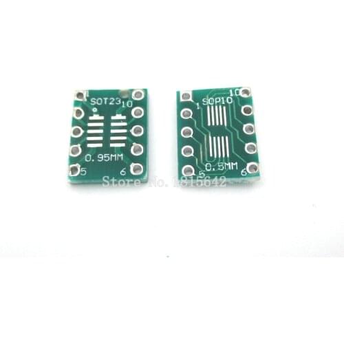20PCS SOT23 SOP10 MSOP10 Umax SOP23 to DIP10 Pinboard SMD To DIP Adapter Plate 0.5mm/0.95mm to 2.54mm DIP Pin PCB Board Convert