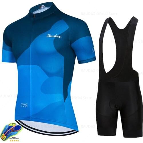2021 Raudax Cycling Jersey Set Breathable Pro Team Bicycle Jersey Cycling Clothing Bib Shorts Suits Bike Wear Jersey Triathlon