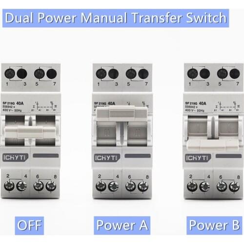 2P 40A MTS Dual Power Manual Transfer Switch Interlock Circuit Breaker