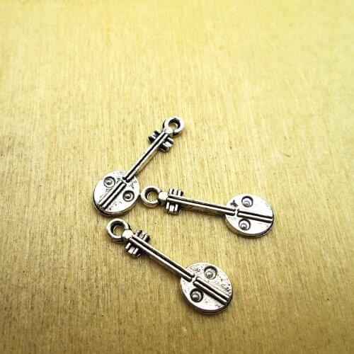 30pcs 24x8mm horse head instrument Charms instrument charm pendants DIY necklace/ bracelets charms antique silver tone