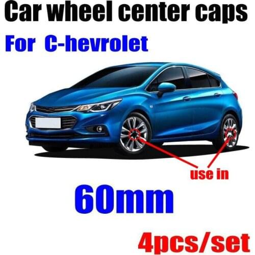 4pcs 60mm Car Emblem Badge Wheel Hub Caps Centre Cover Black For Chevrolet Cruze Silverado Volt