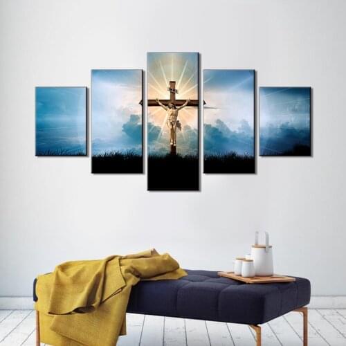 5 Pieces of Micro-jet Canvas Jesus Poster Home Decoration Bedroom Living Room Dining Room Frameless Printing Hanging Painting