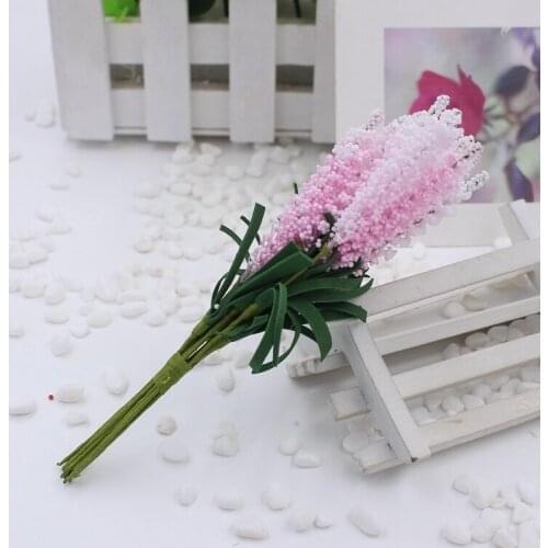 50pcs Handmade Mini Lavender Flowers Foam Flower Bouquet Solid Wedding Decoration DIY Wreath Scrapbooking Decorative Flowers