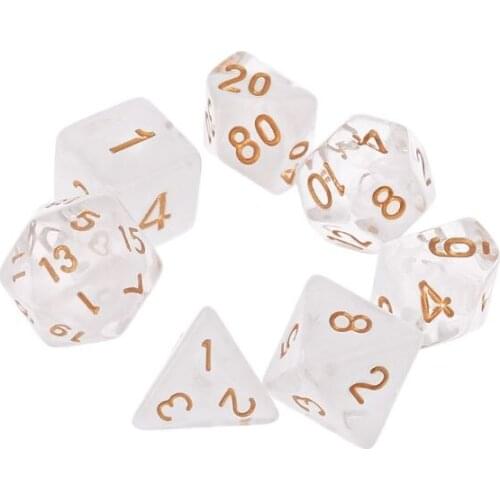 7pcs/set Transparent Sided Dice D4 D6 D8 D10 D12 D20 Dungeons & Dragon D&D RPG Poly Table Board Games Toy Dropshipping