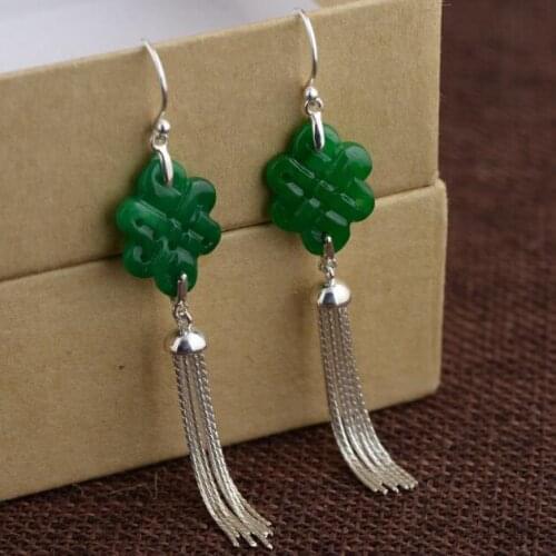925 Silver Tibetan Endless Knotl Earrings Pure Silver Good Luck Earrings Lady Charming Earrings