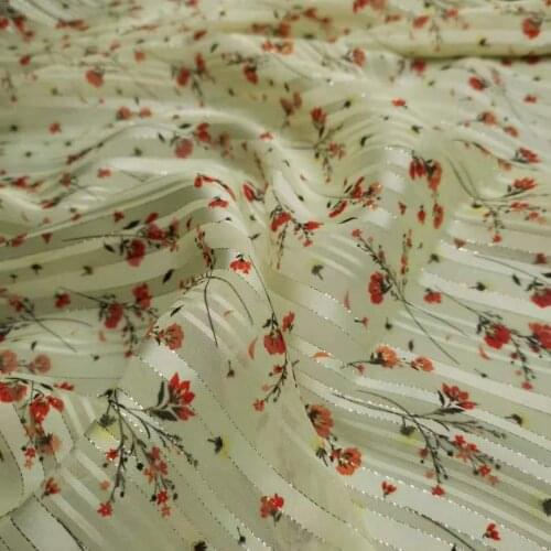 Flower Metallic Chiffon Silky Strips Pearly Shiny Fabric Dropping Breathable DIY Dress Blouse