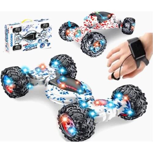 1:12 2.4GHZ Double-Sided Watch Remote Control Car Gesture Sensing Stunt Car One-Button Deformation Twisting Off-Road Vehicle Car