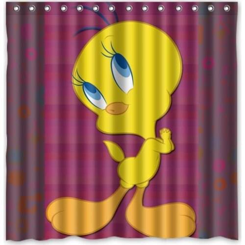 Eco-friendly Polyester Fabric 180*180cm Modern Design Tweety Bird Print Waterproof Bathroom Shower Curtain