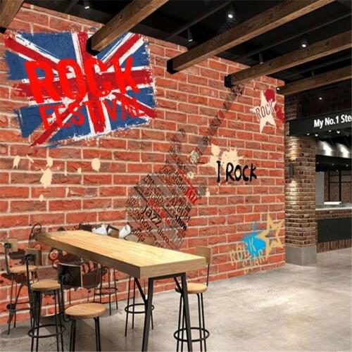 European and American Retro Brick Wall Rock Wallpapers Industrial Decor Bar KTV Background Mural Wall Paper Home Decor