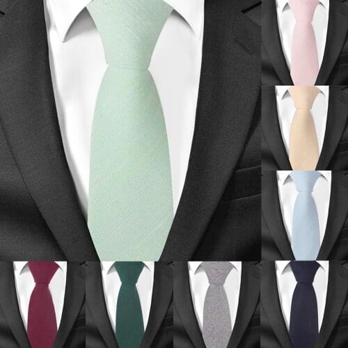 Cotton Neck Ties for Men Casual Suits Skinny Tie Gravatas Solid Black Mens Neckties For Business 6 cm Width Wedding Men Ties