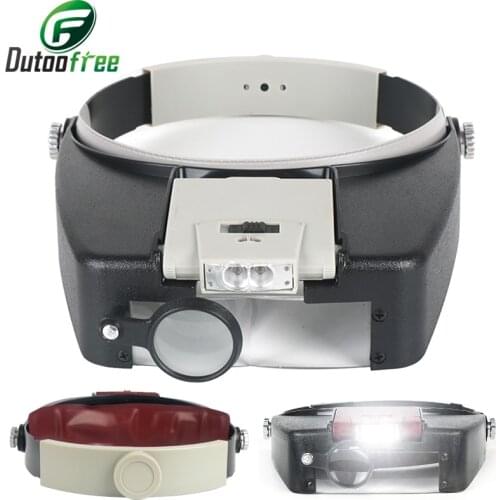 Headband Magnifier Led Light Head Lamp Magnifying Glass Jeweler Loupe With Led Lights 1.5x 3 X 8.5x 10x