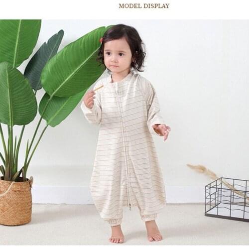 Cotton Split Legs Pajamas Four Seasons Universal Sleeping Bags 0-6 Years Old Boy Girl Anti-Kick Quilt Stripe Pattern Coverall