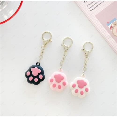 Cute Pink White Cat paw Anti-lost Full Protective Cover Soft Location Tracker Protector for AirTags Bluetooth Tracker Accessory
