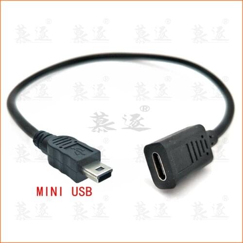 30cm Mini USB Male to Type-c Female Charge Data Adapter Cable Cord Adapter