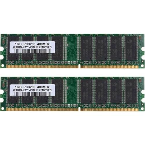2 Pieces of 1GB DDR1-400MHz PC Desktop Memory PC1-3200 184Pin Non-Ecc DIMM Ram