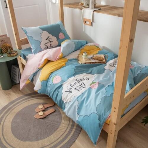 Three-Piece 100% Cotton Set Student Bedding Cotton Dormitory Quilt Cover 3-Piece Bed Suit Female Net Red Summer Single