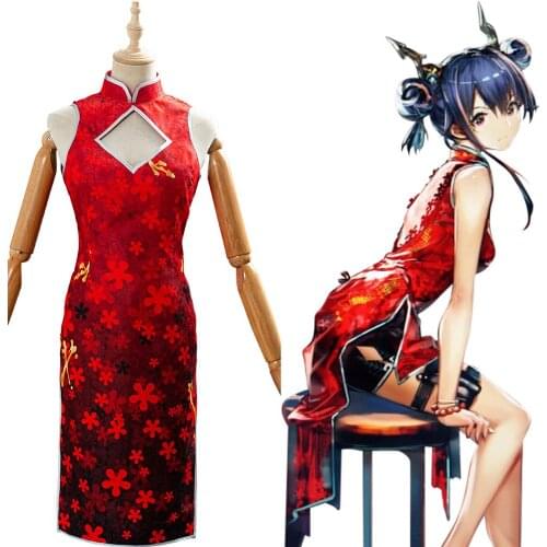Arknights CHEN Cosplay Costume Adult Women Girls New Year Red Cheongsam Dress Outfit Halloween Carnival Suit