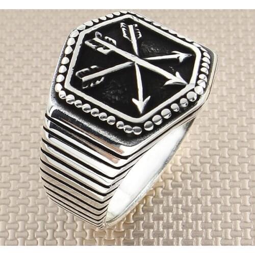 Three Arrows Silver Ring Men Silver Ring Made In Turkey Solid 925 Sterling Silver