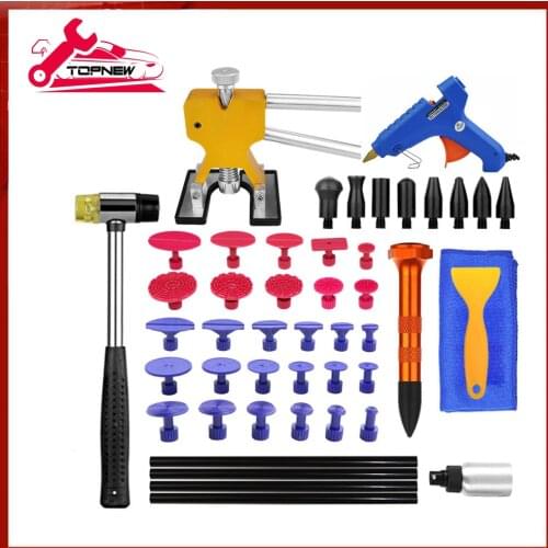Car Body Paintless Dent Repair Tools Kit Dent Lifter Puller with Glue Tabs Glue Gun Tools Glue Sticks