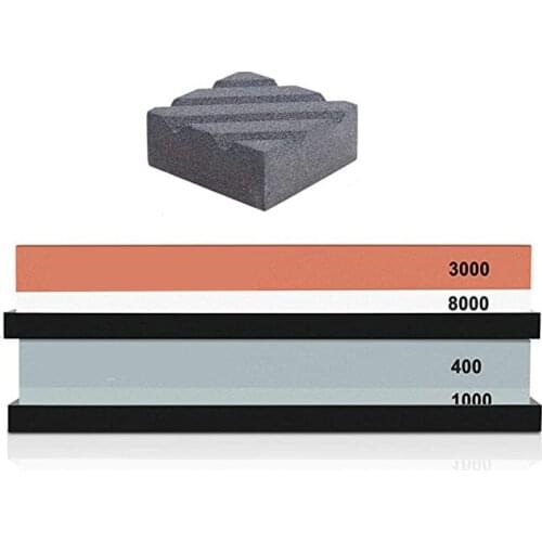 Water Sharpening Grinding Stone Whetstone Kit for Knives Scissors 400/1000/3000/8000/10000 Grit Level Flatten Stone Sharpener