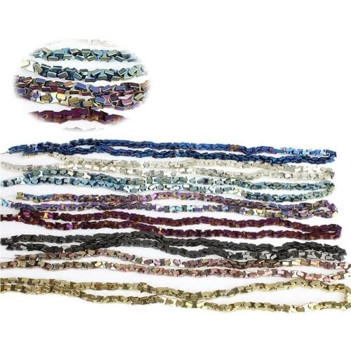 Natural Stone Hematite 3~6mm Colorful Plating Square Loose Beads Fashion Jewelry Make DIY Necklace Bracelet Earrings Accessories