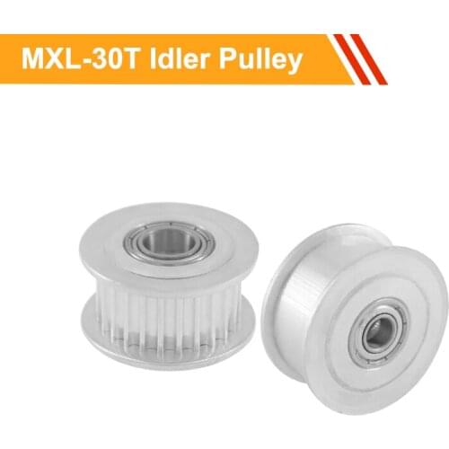 Idler Pulley MXL-30T with/without Teeth Idler Bearing Motor Pulley 7mm/11mm Belt Width 3/4/5/6mm Bore Toothed Pulley Wheel