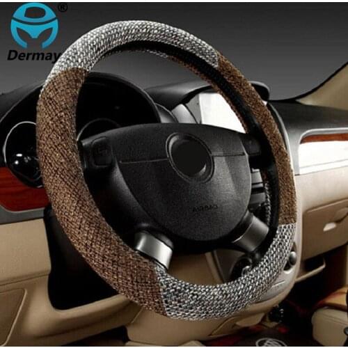 Hot Sale Skidproof Car Steering Wheel Cover Case Flax Fabric Anti-slip Steering-Wheel Covers Car Covers Interior Accessories