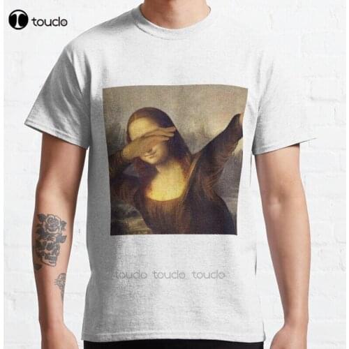 New Mona Lisa Dab Meme Classic T-Shirt Cotton Men Tee Shirt