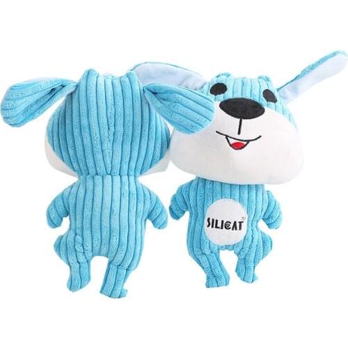 Pet Plush Plush Toys Cute Blue Rabbit Shaped Sounds Molar Plush Toys Bite-Resistant Pet Supplies，Q309