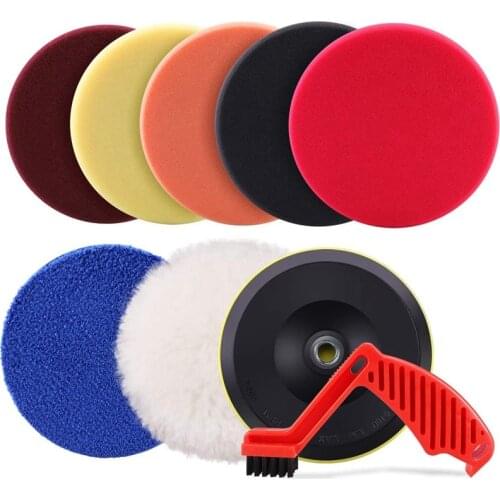 Polishing Pads Kit,Buffing Pads,Car Foam Buffing Sponge Pads with Backing Plate for Car Care Polisher Waxing Polishing Retail
