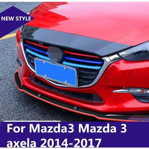Bumper Air-inlet Grille Trims Front Grille Strip Center Racing Cover Car accessories For Mazda3 Mazda 3 axela 2014-2017