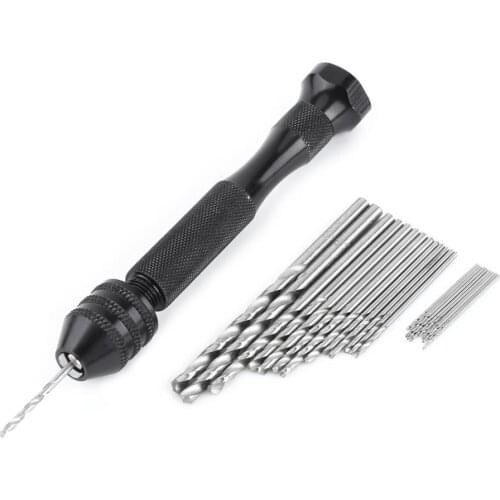 Hand Drill Hand Manual Drill Chuck 0.3-3.6mm Mini Jewelry Hand Twist Drill + 25pcs Drill Bits