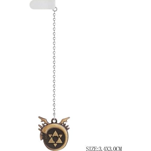Anime Fullmetal Alchemist Bookmarks Catoon Edward Pendant Metal Badge Long Chain Bookmark Men Charm Gifts Book Mark Jewelry