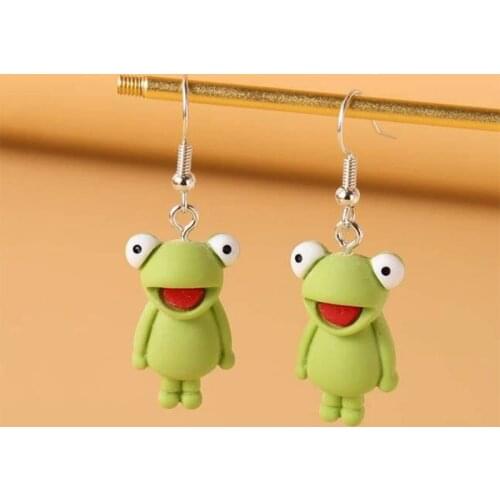 Green Frog Pendant Earrings for Women Cute Accessories Jewelry Pink Frog Simple Small Dangle Earrings trending products 2021