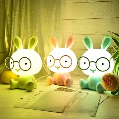 LED USB cartoon wearing glasses cute cute rabbit decoration night light table lamp Jy15 21 Dropship