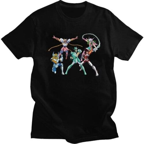 Saint Seiya Knights Of The Zodiac T Shirt Men Pure Cotton Tshirt Casual Tees Short Sleeves Bronze Saints Anime T-shirt Clothing