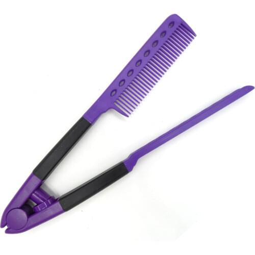 Heat Resistant Hair Clip Comb DIY Hair Straightening Comb V Shape Hairdressing Straight Comb For Hairstyling Salon Blow Dry Comb