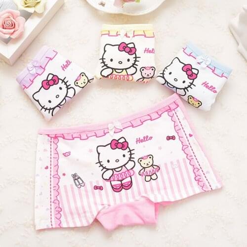 Kids Underwear 4pieces/ lot Soft Childrens Boxer Cool Children girls Underwear Cute Cartoon cat Briefs Pants Underpants 2-9Y