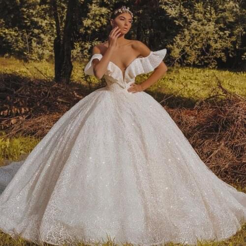 Vintage Off The Shoulder Ruffles Organza Wedding Gowns Sexy Backless Lace Appliques Birdal Dress Custom Made Wedding Dresses